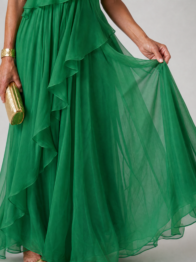 Robe Maxi Asymétrique Volants pour femme