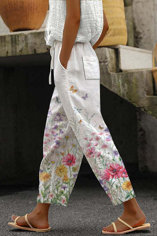 Pantalon Femme Fluide à Motifs Style Coloré
