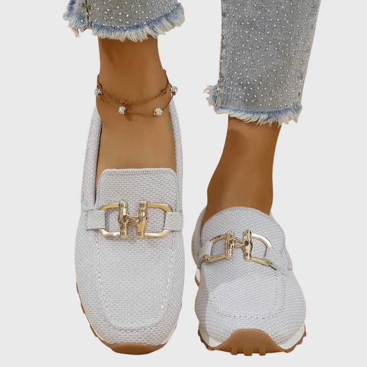 Mocassins Décontractés à Enfiler Pour Femme Avec Détail de Boucle Dorée