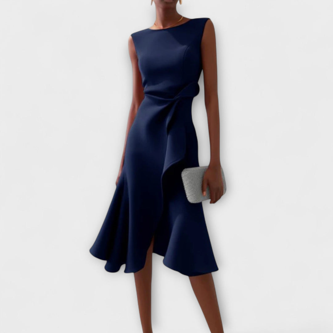 Robe Élégante Sans Manches à Taille Drapée pour Femme