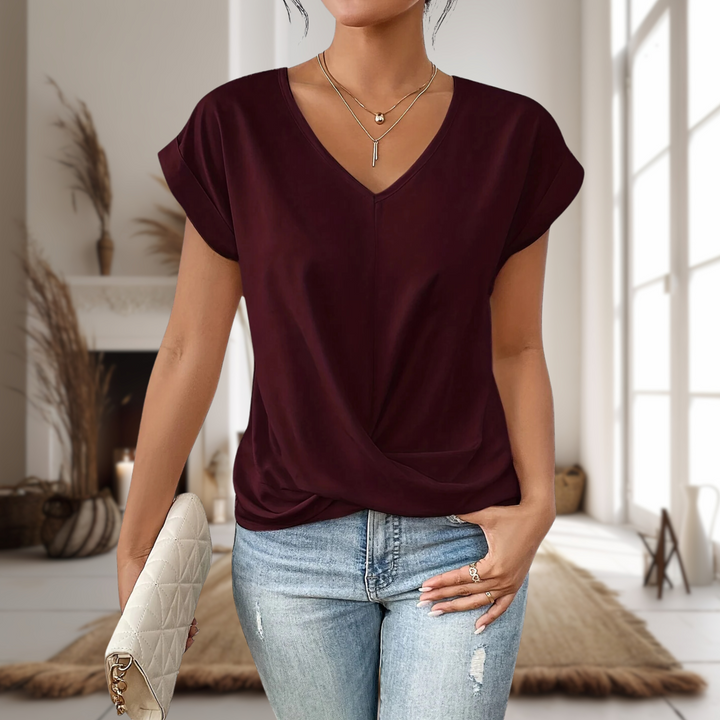 Dámské volnočasové tričko – elegantní výstřih do V