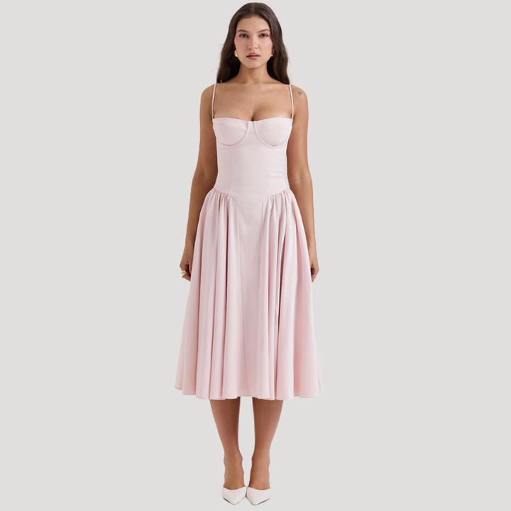 Μίντι Φόρεμα Γυναικείο Bustier Φαρδύ στην Πλάτη
