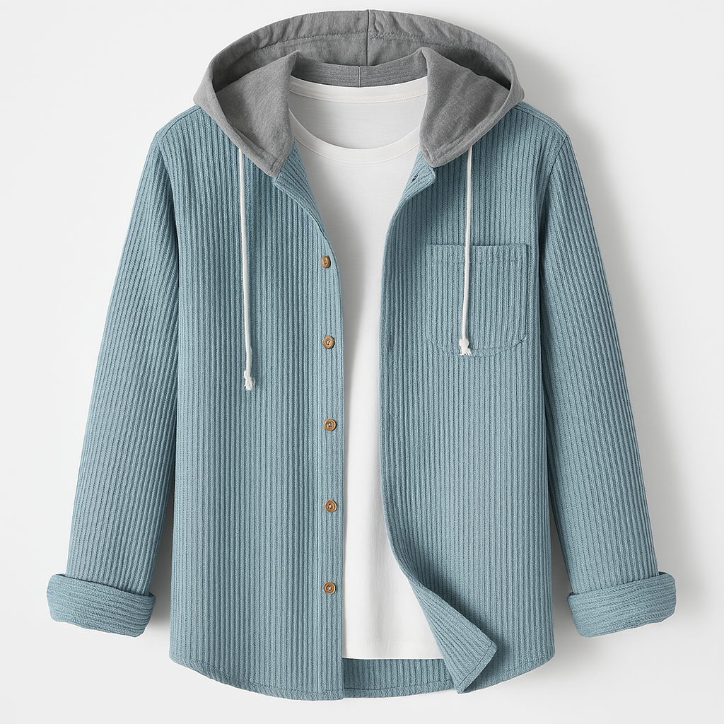 Pullover con cappuccio e bottoni in maglia a coste da donna