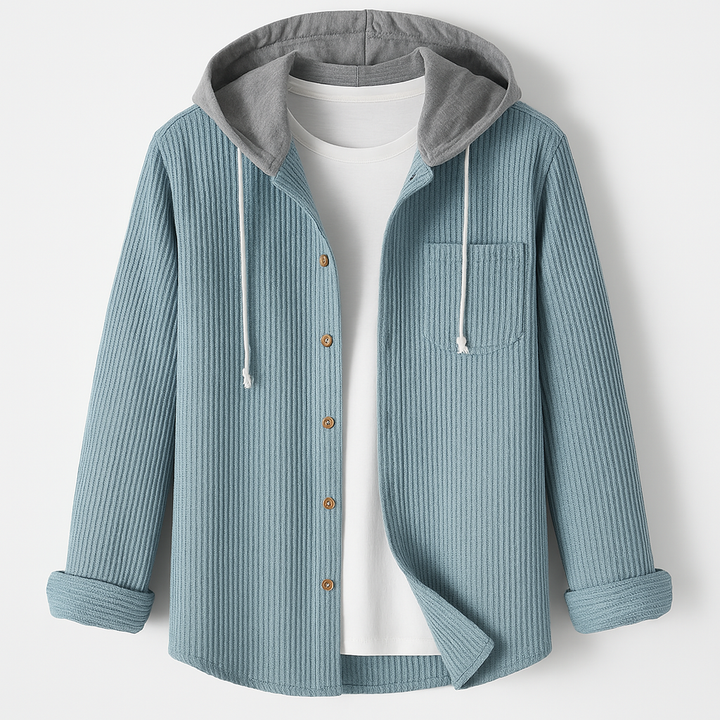 Pullover con cappuccio e bottoni in maglia a coste da donna