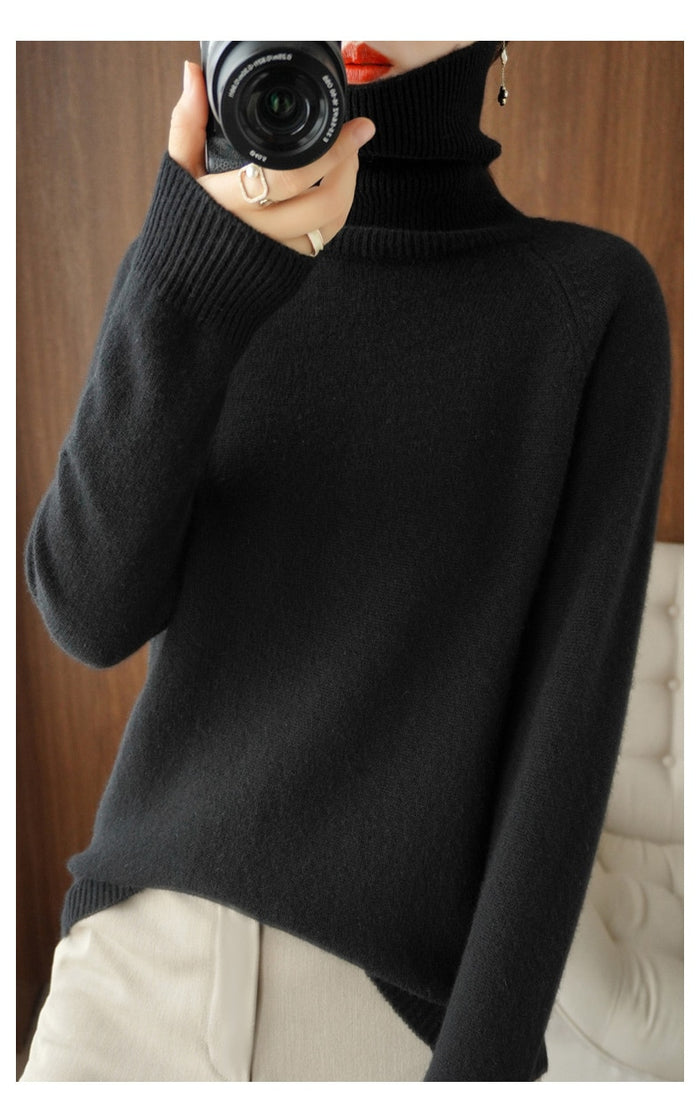 Jersey de mujer con cuello alto y corte cómodo