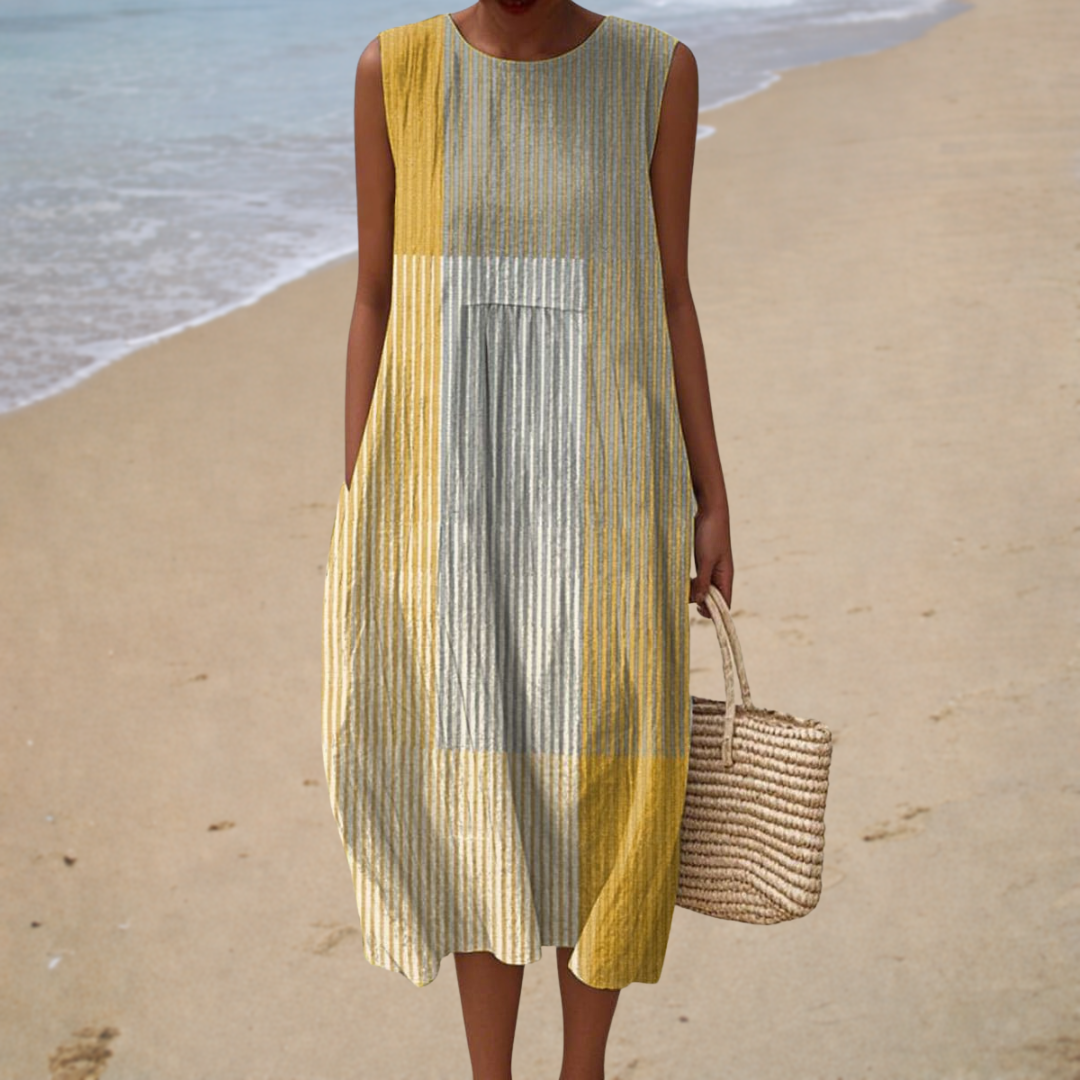 Women's Sleeveless Summer Dress with Elegant Print
