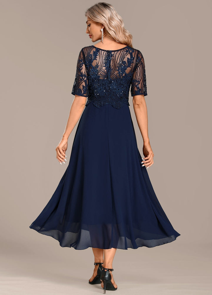 Robe Midi Femme de Soirée en Dentelle Élégante