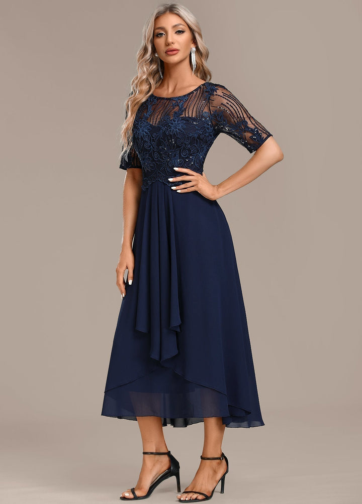 Robe Midi Femme de Soirée en Dentelle Élégante