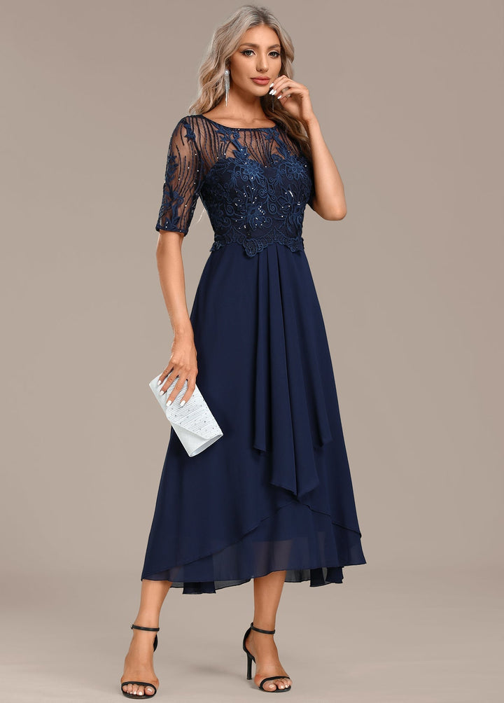 Robe Midi Femme de Soirée en Dentelle Élégante