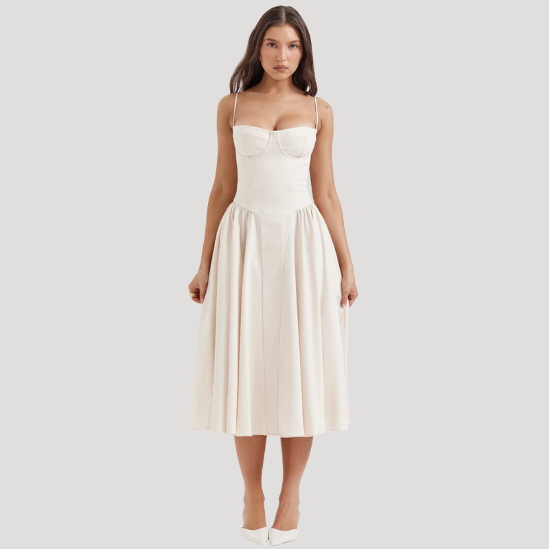 Μίντι Φόρεμα Γυναικείο Bustier Φαρδύ στην Πλάτη