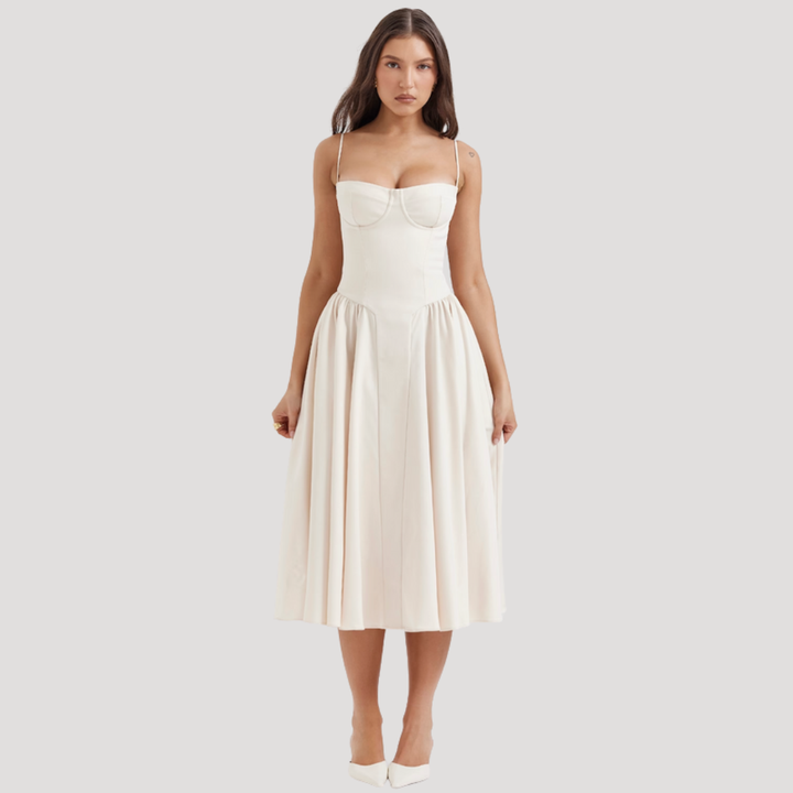 Μίντι Φόρεμα Γυναικείο Bustier Φαρδύ στην Πλάτη
