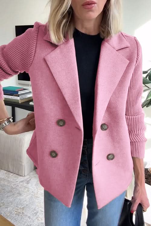 Blazer da donna doppiopetto con maniche in maglia