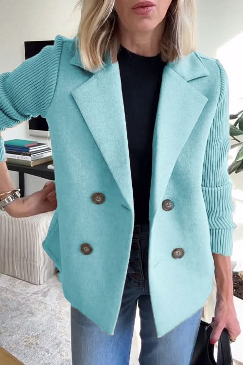 Blazer da donna doppiopetto con maniche in maglia