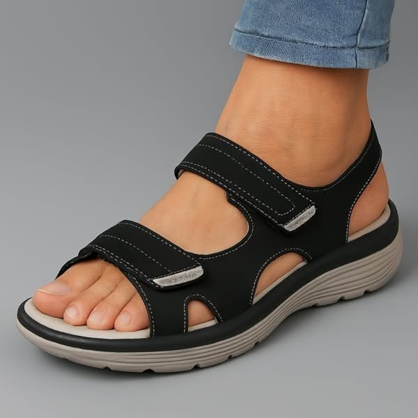 Sandali casual da donna con punta aperta e cinturini regolabili