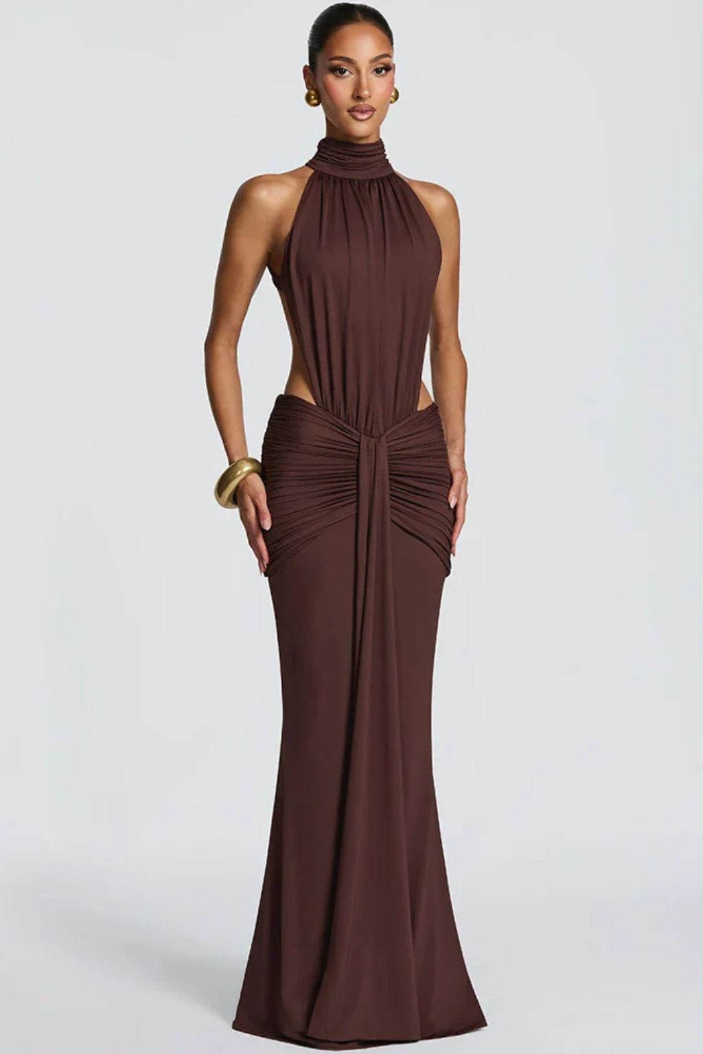 Robe Longue Élégante Dos Nu à Col Halter pour Femme