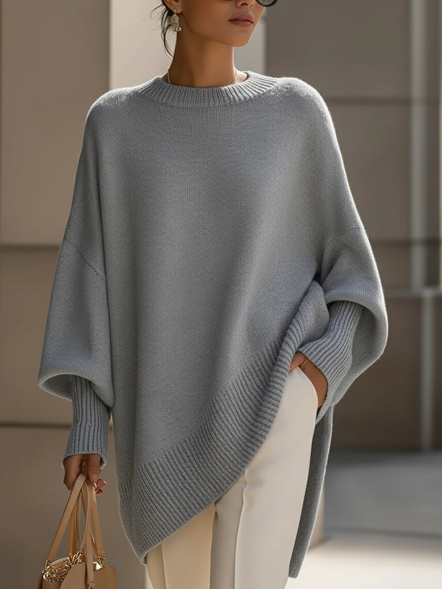Pull Femme Oversize à Col Rond Coupe Poncho