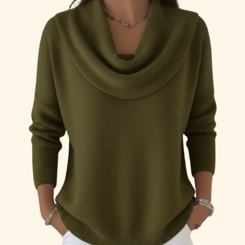 Maglione da donna con collo a cascata e vestibilità rilassata