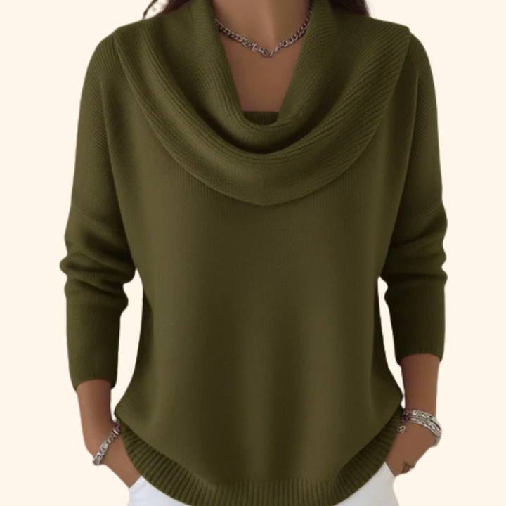 Maglione da donna con collo a cascata e vestibilità rilassata