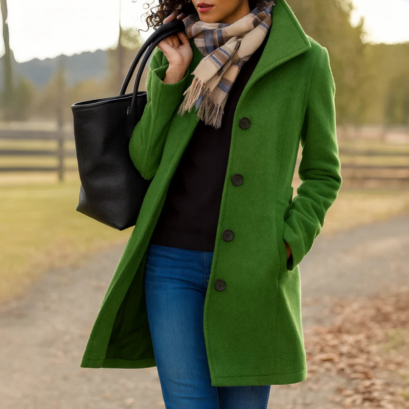 Manteau Long Femme Élégant avec Col Tailleur