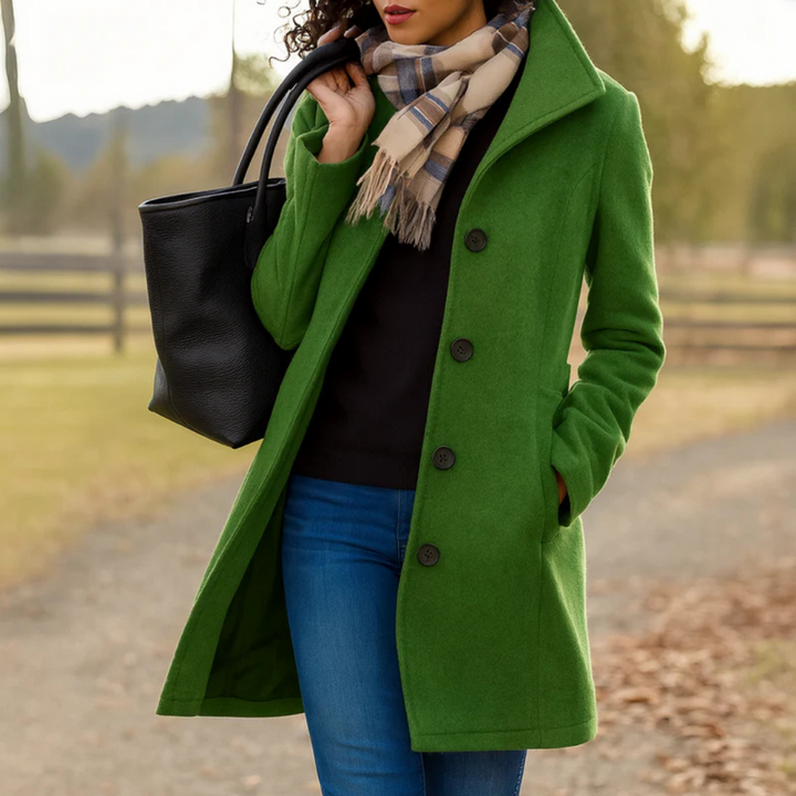 Manteau Long Femme Élégant avec Col Tailleur