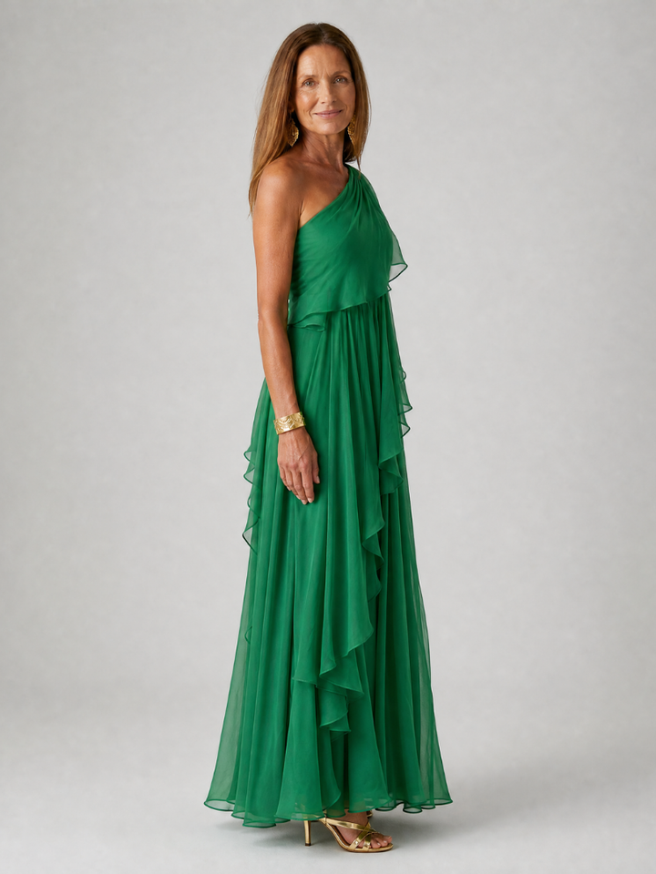 Robe Maxi Asymétrique Volants pour femme