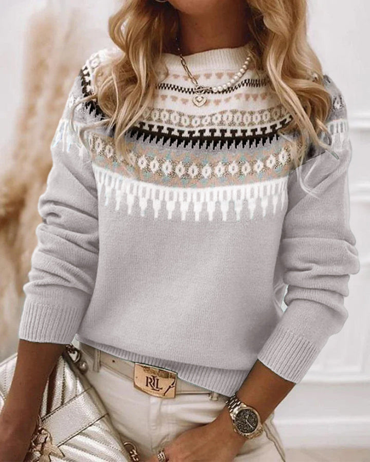 Maglione nordico da donna con motivo jacquard