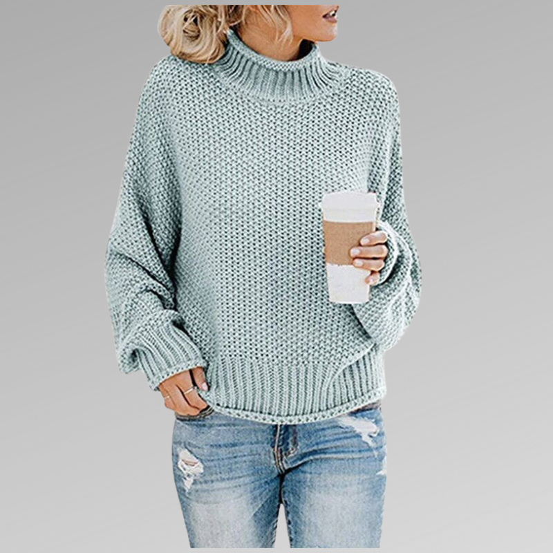 Γυναικείο πουλόβερ από χοντρή πλέξη με ζιβάγκο