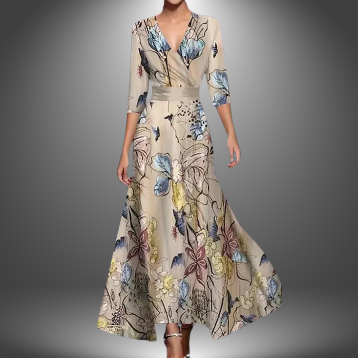 Abito lungo bohemien con scollo a V da donna