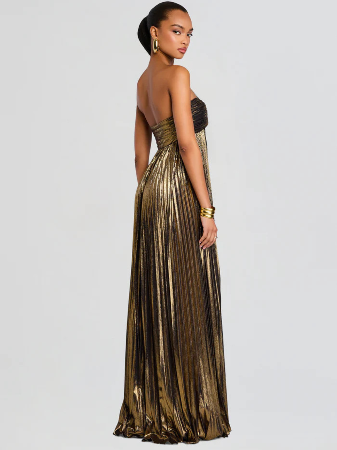 Robe Longue Plissée Bustier pour Femme de Soirée à Fente Haute