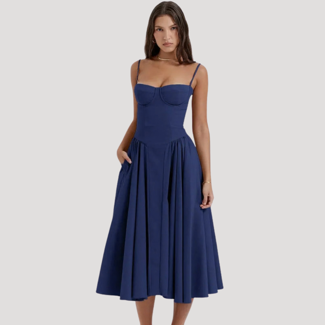 Μίντι Φόρεμα Γυναικείο Bustier Φαρδύ στην Πλάτη