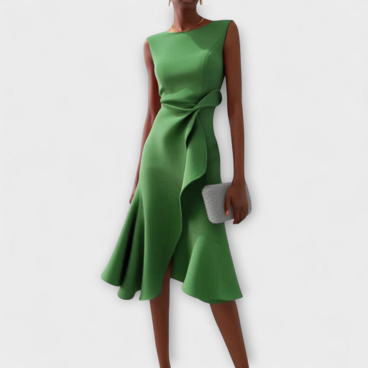 Robe Élégante Sans Manches à Taille Drapée pour Femme