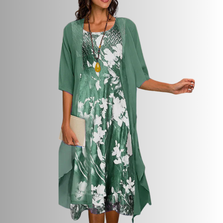 Robe Midi Imprimée Superposée pour Femme