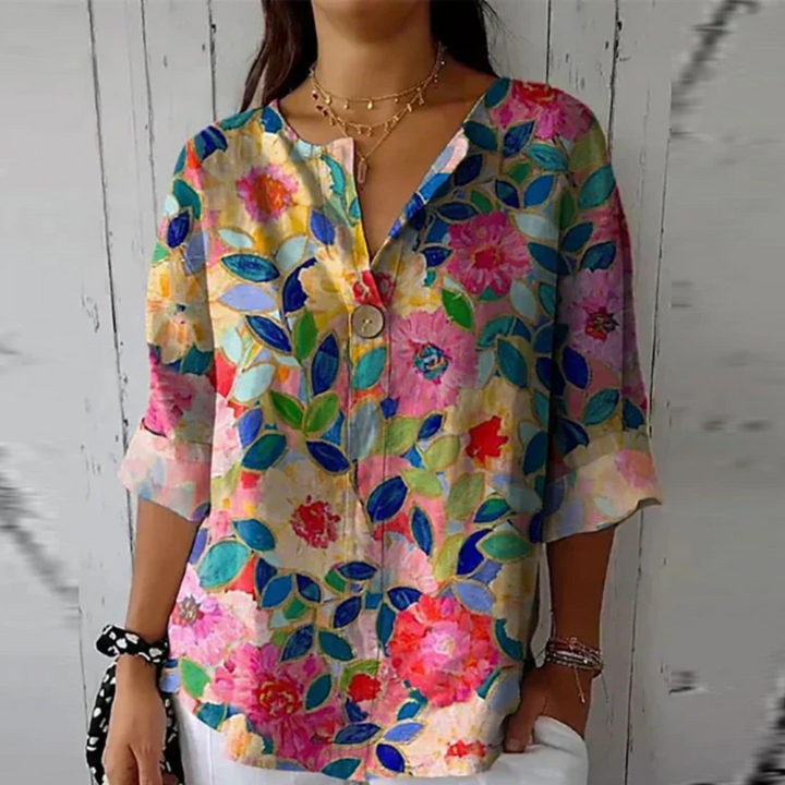 Blouse Femme Imprimé Floral Coloré - Coupe Fluide Élégante