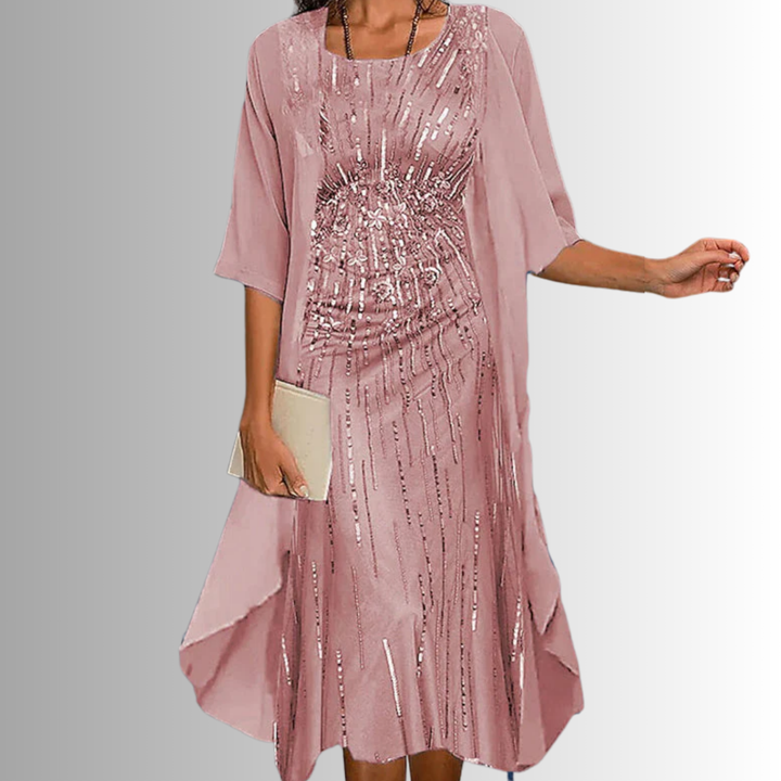 Robe Midi Imprimée Superposée pour Femme