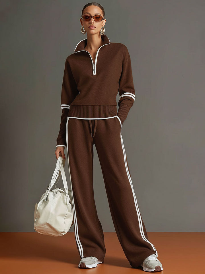 Completo Donna 2 Pezzi in Maglia con Collo con Zip