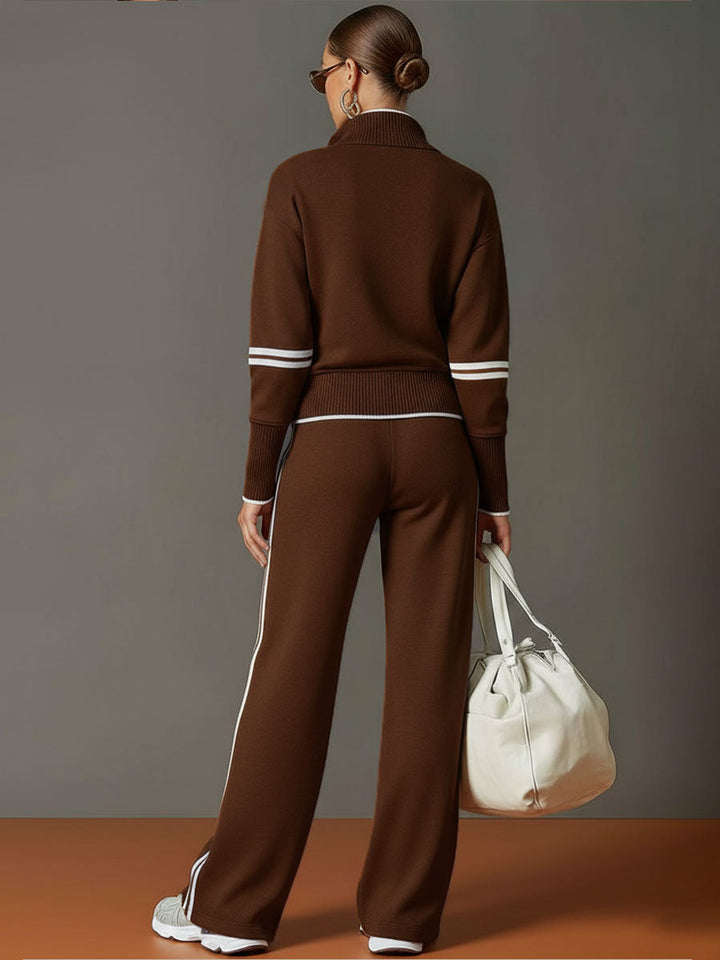 Completo Donna 2 Pezzi in Maglia con Collo con Zip