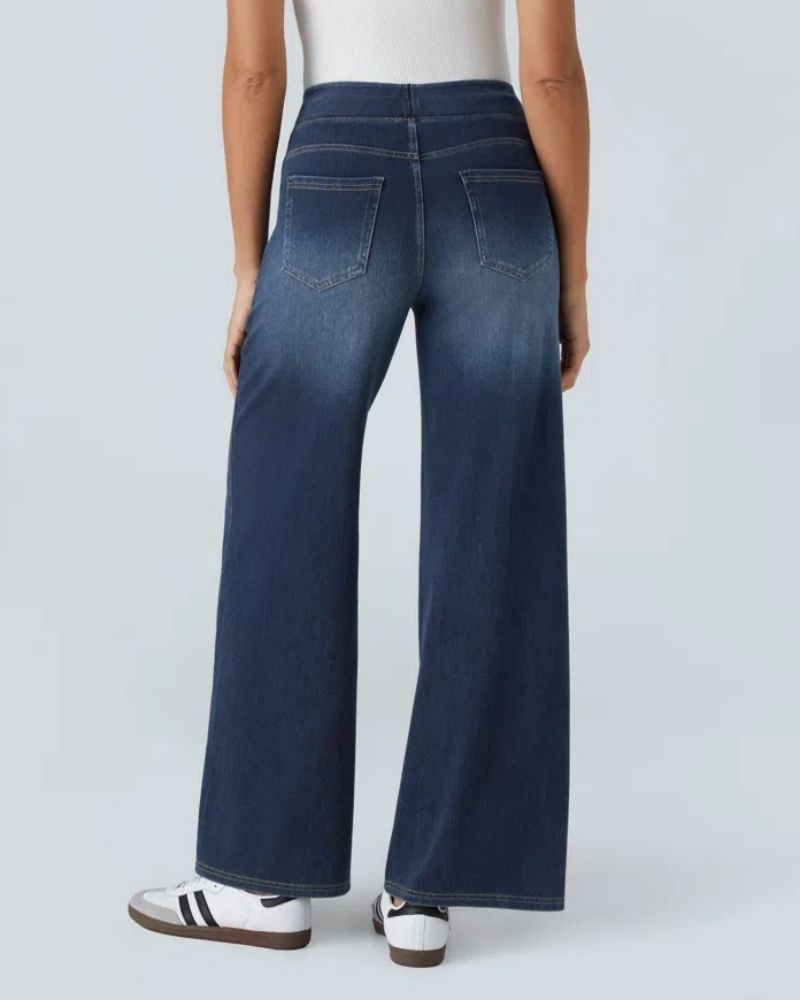 Jeans a vita alta e gamba larga da donna