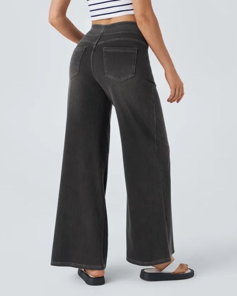 Jeans a vita alta e gamba larga da donna