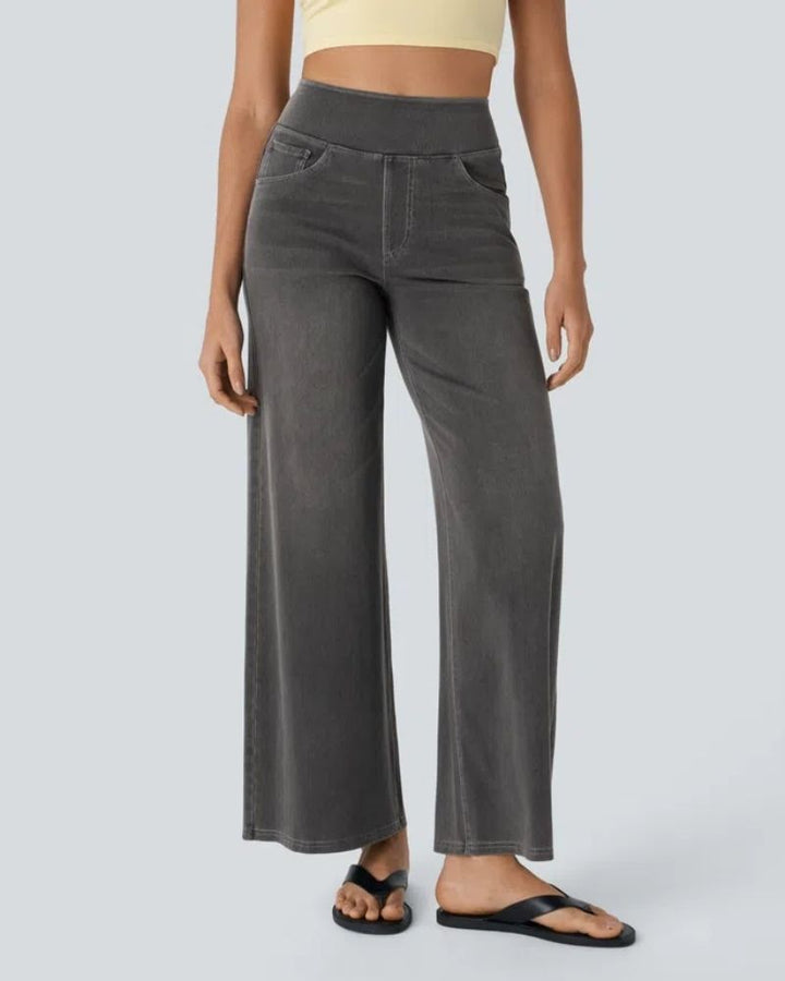 Jeans a vita alta e gamba larga da donna