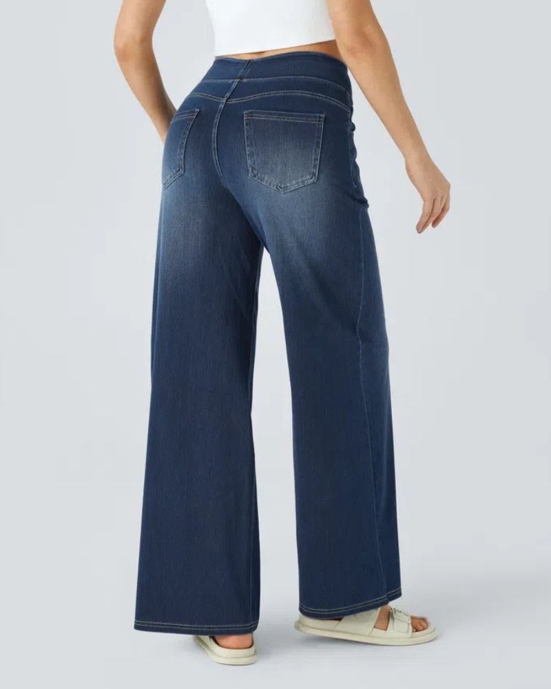 Jeans a vita alta e gamba larga da donna