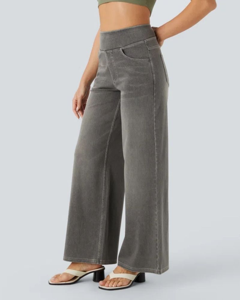 Jeans a vita alta e gamba larga da donna