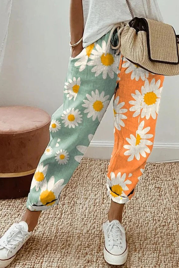 Pantalon Femme Fluide à Motifs Style Coloré