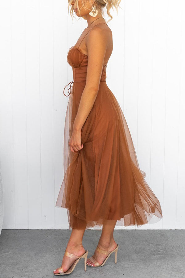 Robe Midi Femme Sans Manches à Silhouette Fluide