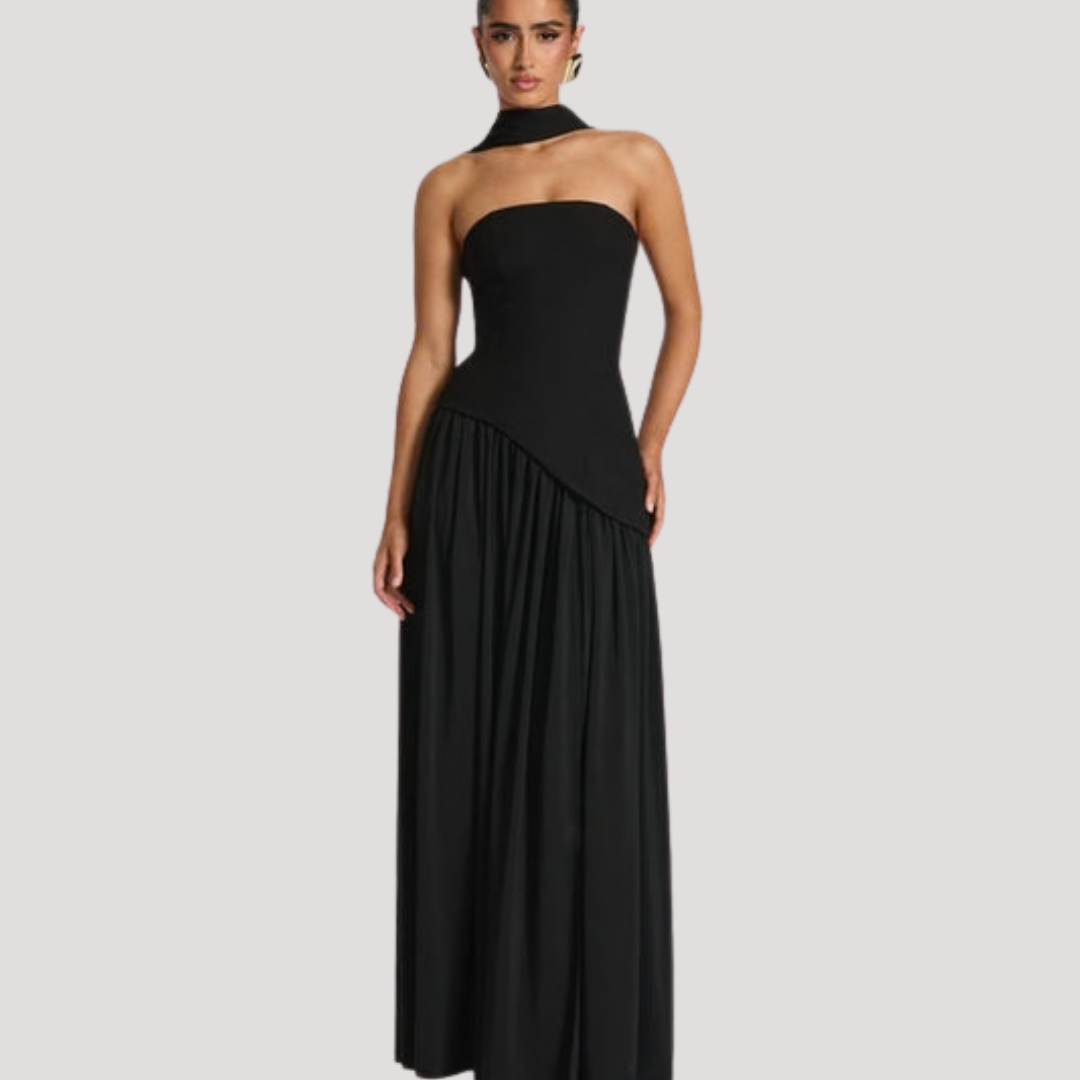 Abito lungo da donna con bustier e spacco elegante