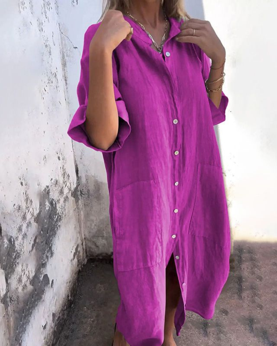 Robe Chemise Longue Décontractée pour Femme