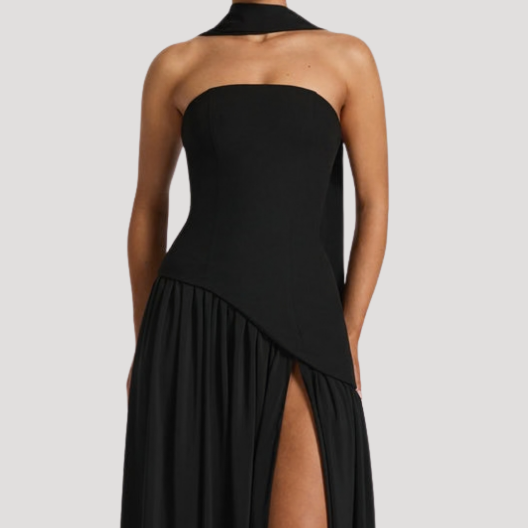 Abito lungo da donna con bustier e spacco elegante