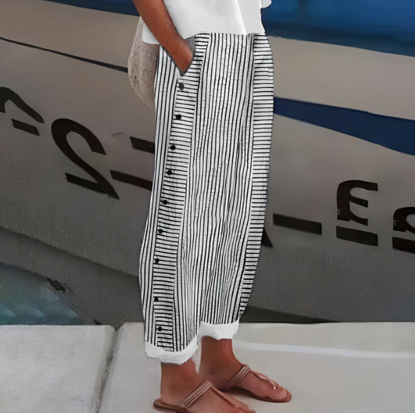Pantalon Sarouel Court Rayé Pour Femme