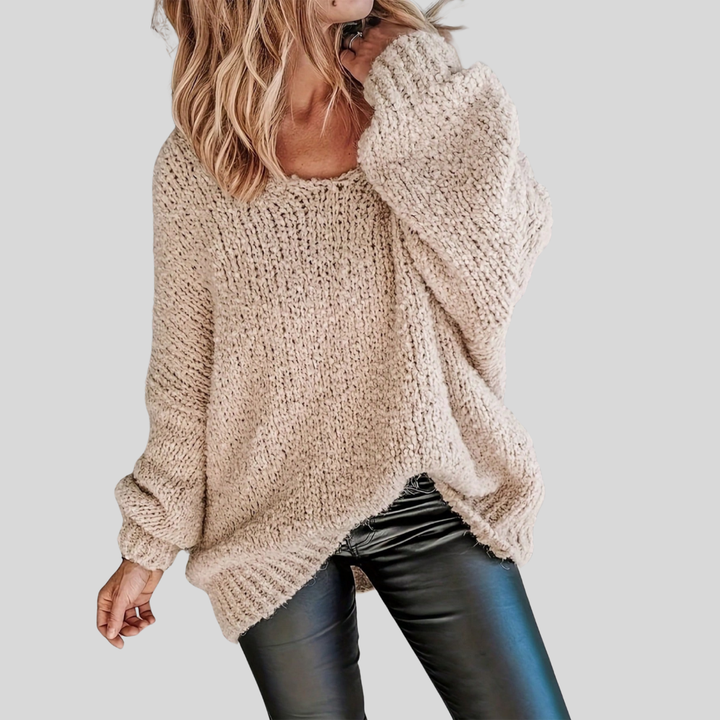 Maglione oversize in maglia con scollo rotondo da donna