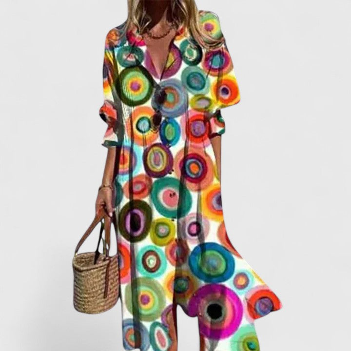 Robe Maxi Bohème Femme Manches Courtes