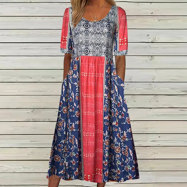 Dámské boho midi šaty s potiskem
